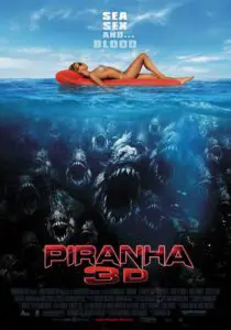 A movie poster showing piranhas